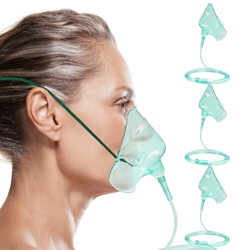 3 Pack Oxygen Masks for Face Adult, L Size Oxygen Mask with 6.6' Ft Tubing and Adjustable Elastic Strap- NO Cup
