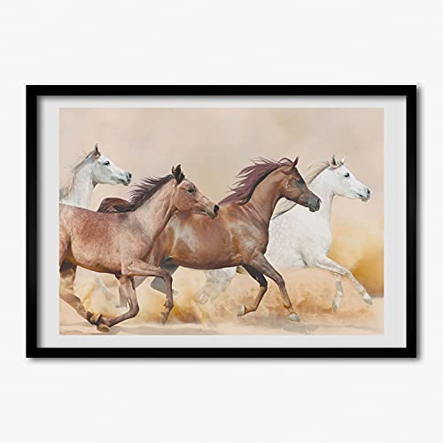 Tableau peinture chevaux au galop 70x50 cm pour instaurer une ambiance nature dans votre salon