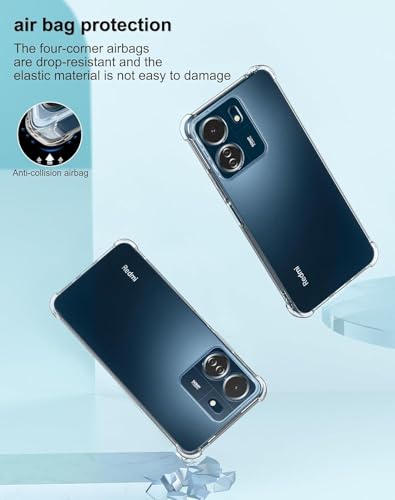 Image of BOXXO Flexible Back Cover for Mi Redmi 13C 4G | Back Cover Transparent Clear Shockproof Case Four Corner Protection | Slim Protective Mobile Phone Cover for Mi Redmi 13C 4G