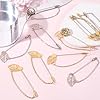 SUNNYCLUE 1 boîte de 40 broches en Acier Inoxydable Épingles à Revers en Forme de Feuille Dorées et Argentées Longues Broches de Sécurité avec Chaîne pour Bijoux Accessoires de Mariage Badge Écharpe C #2