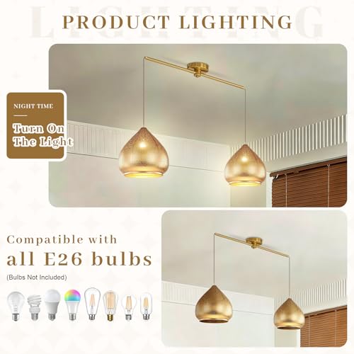Image of Gold Moroccan Pendant Light 2-Light Moroccan Dome Hanging Light