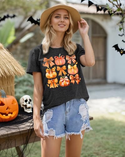 Halloween Shirts for Women Spooky Season Shirt Pumpkin Ghost Graphic tees Casual Short Sleeve Tops - image 2