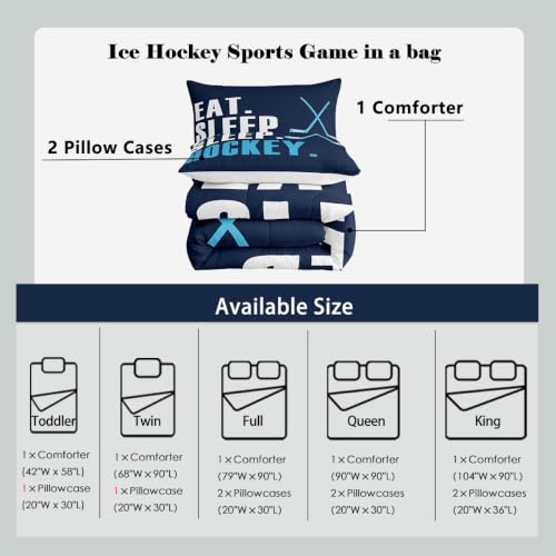 Image of Feelyou Ice Hockey Bedding Set Full Size 3Pcs for Boys Girls Women Men