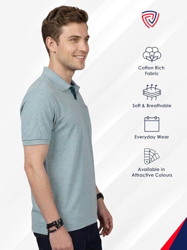 Image of Lux Cozi Men's Half Sleeve Soild Casual Regular Fit T-Shirt with Chest Pocket | Polo Tshirt for Men