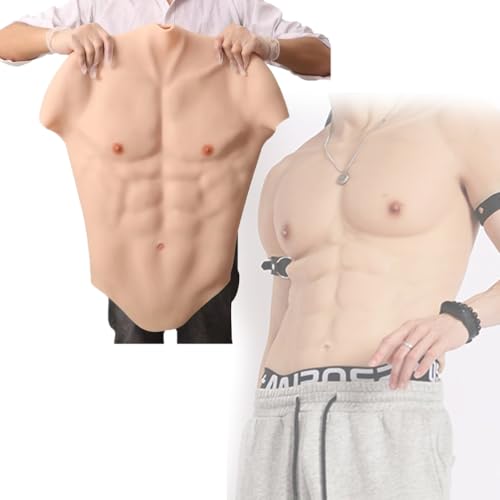 Traje De MúSculos De Silicona para Hombre,Chaleco De Seis Piezas con MúSculos De Silicona Realistas para El Pecho,para Cosplay,Color 3,One Size