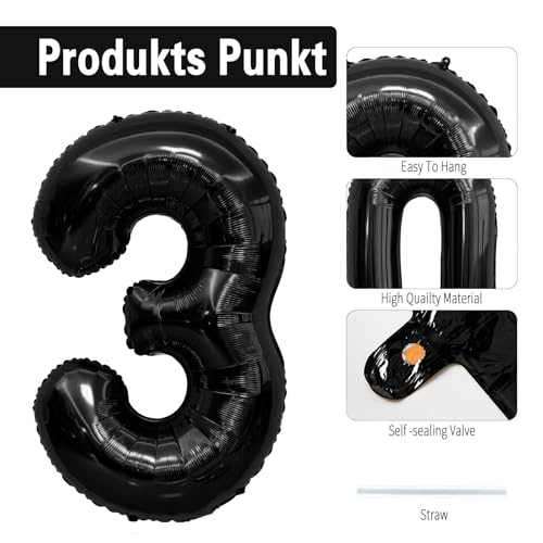 Image of Black Number Balloons 13 Balloon Numbers 13th Number Balloon Foil Mylar Party Balloon For Men Women 13th Birthday Balloons 13 Birthday Decorations For Her Him Anniversary Graduation Decorations