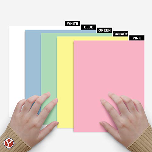 Easter Colored Card Stock Paper, 8.5 X 11" Multi-Color Bulk Cardstock For Spring Greetings, Gift Tags, Art & Crafts, Invitations | 25 Pink, 25 Green, 25 Blue, 25 Canary, 25 White (125 Sheets Total) #TOP4