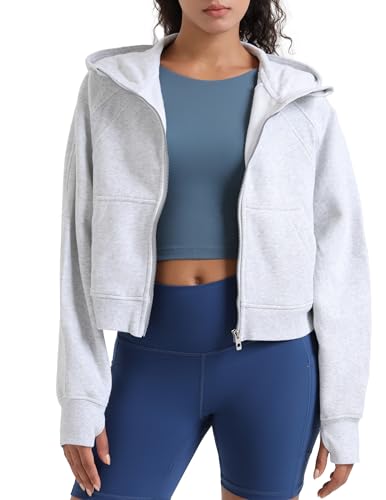 Colorfulkoala Women's Fleece Lined Oversized Hoodies Full-Zip Casual Workout Sweatshirts with Thumb Holes