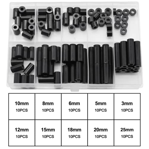 image for Exqutoo Black ABS Round Washers ID 3.2mm,OD 7mm, 3mm 5mm 6mm 8mm 10mm 