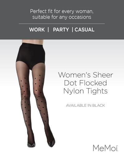 MeMoi Women's Sheer Dot Flocked Nylon Tights2