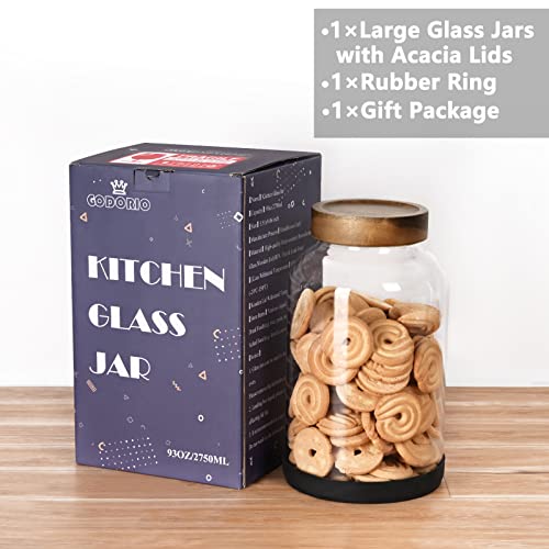 Godorio 93Fl Oz (2750Ml) Glass Jars With Screw On Acacia Lid, Thicken Food Storage Jars With Airtight Lids, Large Glass Canisters For Coffee Beans, Drinking, Nuts, Cookies, Spices, Candy, Sugar, Tea #TOP5