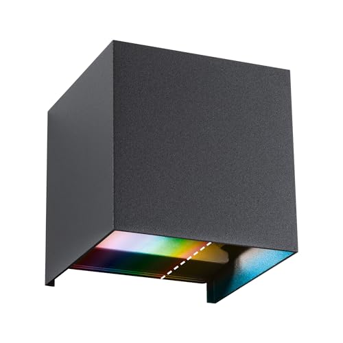 Paulmann 94847 LED Outdoor Wall luminaire Cybo IP44 2x2.5W 2x150lm dimmable 100x100mm Anthracite Aluminium RGBW