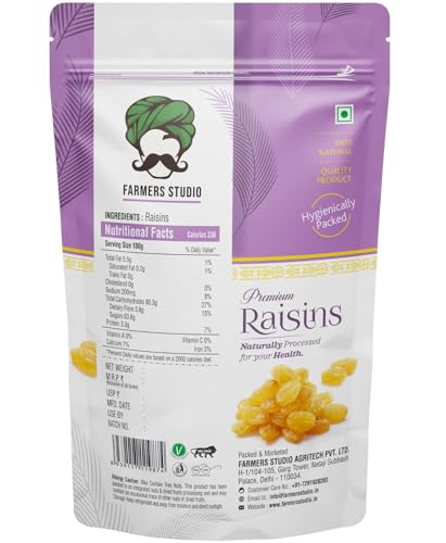 Image of Farmers Studio - Premium Raisins 250gm | Handpicked Dry Fruits | Natural & Healthy Snack | No Added Sugar | Rich in Iron & Minerals | Perfect for Gifting, Baking & Everyday Use