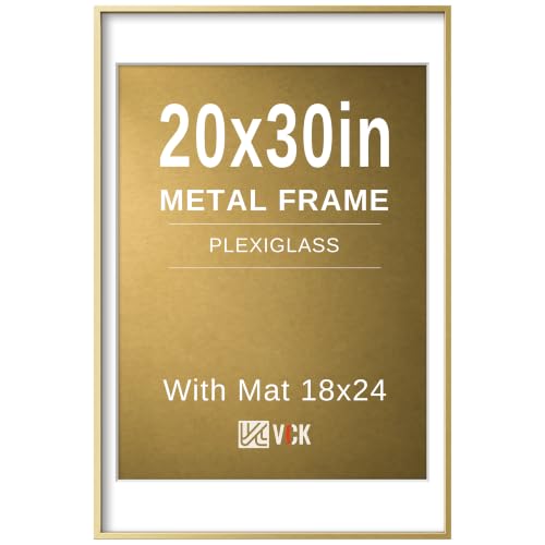 Image of VCK 20x30 Frame, Gold Metal - Matted to 18x24, for Large Poster
