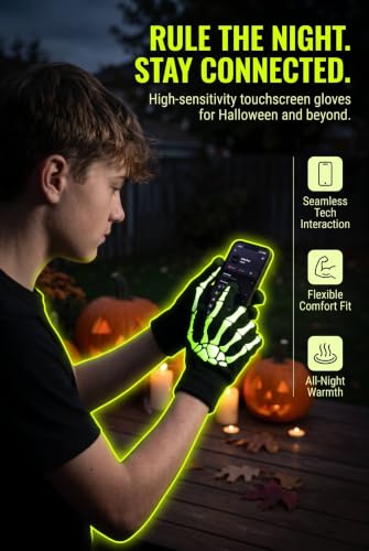 OTPEH 2 Pairs Skeleton Gloves for Men & Women, Skull Bone Halloween Costume - image 2