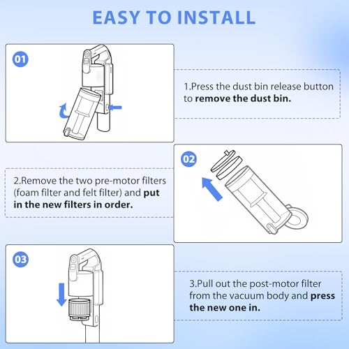 Image of 10 Pack LVAC-200 & LVAC-300 White Vacuum Cleaner Replacement Filter For LEVOIT Cordless Vacuum Cleaner, For Levoit LVAC-200 / LVAC-300 Cordless Stick Vacuum