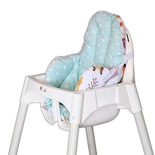 Image of Cushion - Washable & Reversible One-Piece Cotton Seat Pad for IKEA High Chair Accessories, Compatible with Antilop (Nature Green)
