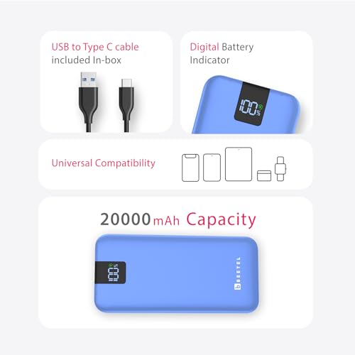 Image of Beetel Volte Series PB20 20000mAh Power Bank 22.5W Fast Charging | Triple Output QC3.0, PD3.0 & PPS | Pass Through Charging | Designed for Apple iPhone, Samsung, OnePlus and All Smartphones | Blue