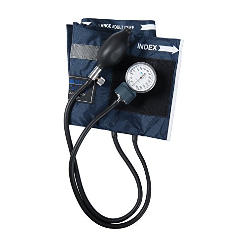 Mabis Aneroid Sphygmomanometer, Adult Cuff Size 13" To 20", Professional Manual Blood Pressure Cuff With Zipper Case, Caliber Series, Large Adult Cuff #TOP3