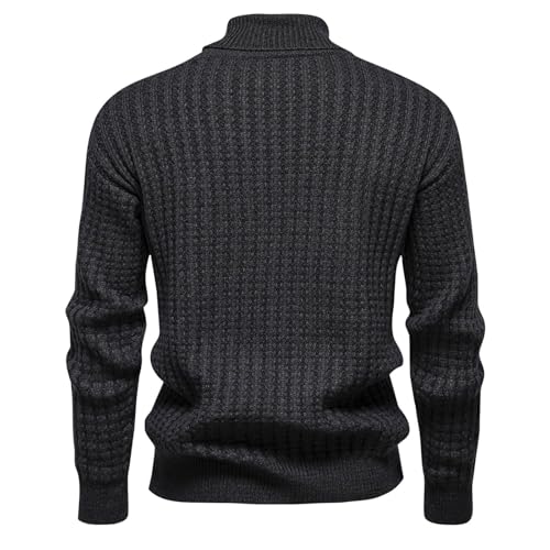 Mens Turtleneck Sweaters Slim Fit Cable Pullover Sweater Fall Warm Basic Sweater3