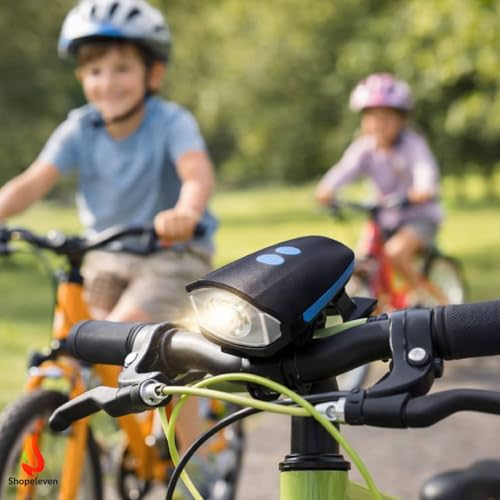 Image of 2-in-1 Rechargeable and Waterproof LED Cycle Front Lights (3 Modes) with Horn (140 dB), Cycle Bell (Cycle Light)