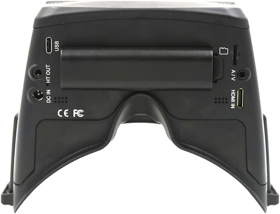 Spate view of SKYZONE Cobra X V4 Goggles showing DC IN, HT OUT, USB, A/V, and HDMI IN ports