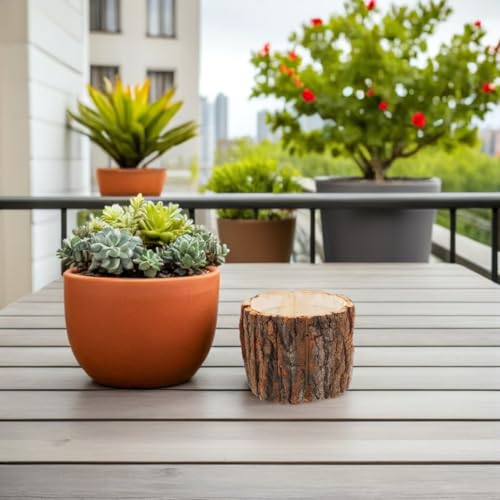 Image of balacoo 4pcs Rustic Bark Flower Buckets Water Resistant Plant Vase Container for Flower Arrangements for Balcony Garden Decor Versatile Wood Planter Pot