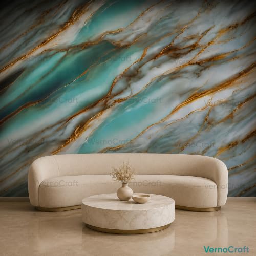 Image of Foil Paper Kitchen Wallpaper Self Adhesive Oilproof Waterproof Heat Resistant PVC Sheet for Countertop Backsplash Furniture and Wall (Sky Blue Marble 60x200cm) 12.92 Square feet Pack of 1