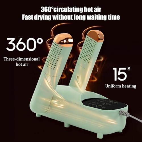 Laarzendroger voor werklaarzen, laarzendroger, handschoendroger, laarzenwarmers/droger, multifunctionele opvouwbare timerdroger, intrekbare luchtuitlaat, slim paneel - voor werklaarzen, green - Image 5