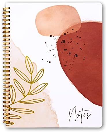 ZICOTO Aesthetic Spiral Notebook Journal For Women - Cute Abstract 10.5" x 8.5" College Ruled Notebook With Large Pockets, Lined Pages and Hardcover - Perfect to Stay Organized at Work or School
