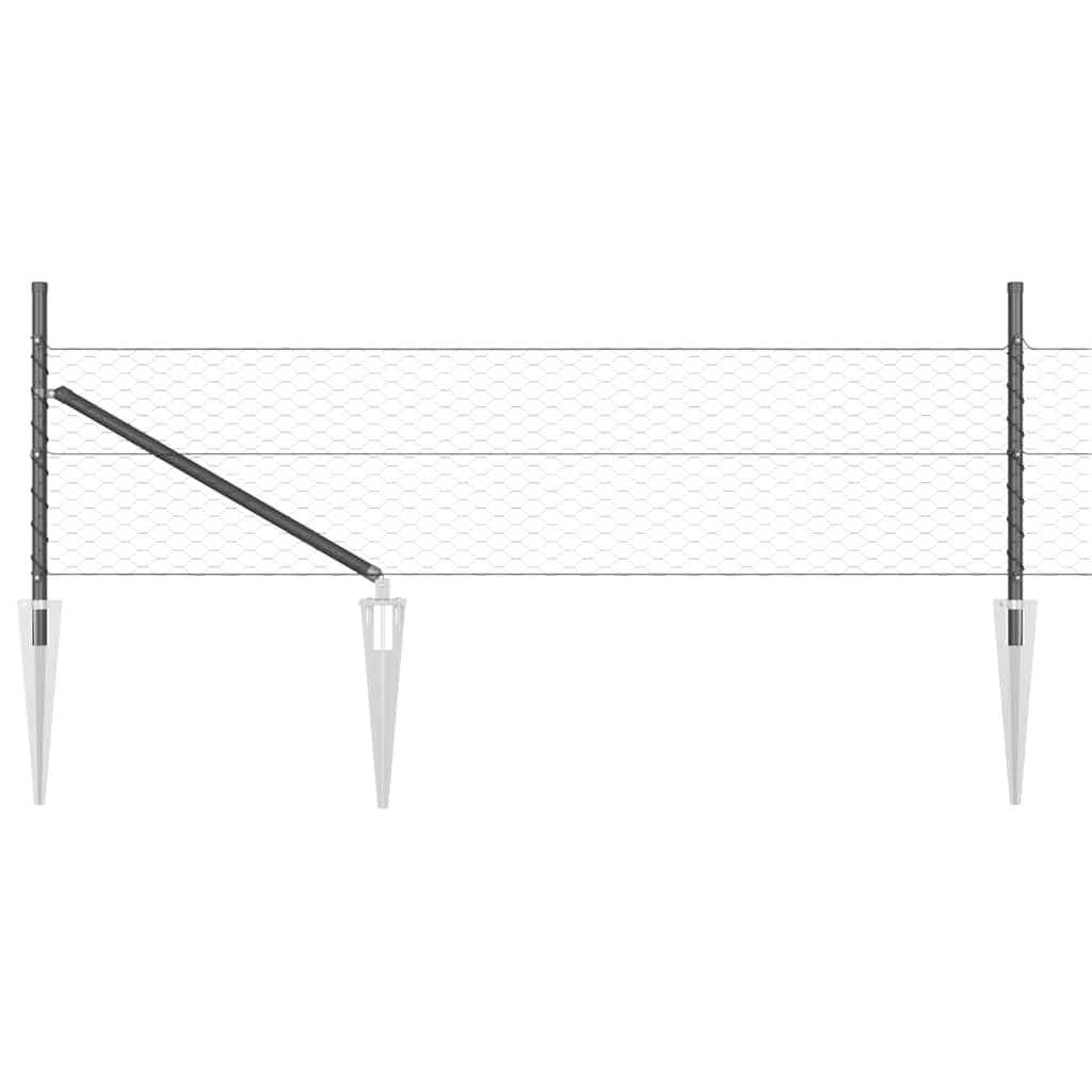 Steel and PVC Fence Post Grey 10 x 0.8 m 36 mm Mesh Outdoor Garden Enclosure Kit with 7 Spike Posts Weather Resistant Corrosion Proof Secure Barrier for Terrace Yard