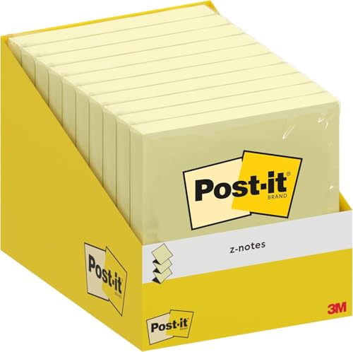 Z-Notes Autocollantes Post-it jaune canari en pack de 10 blocs pour vos listes de tâches au bureau