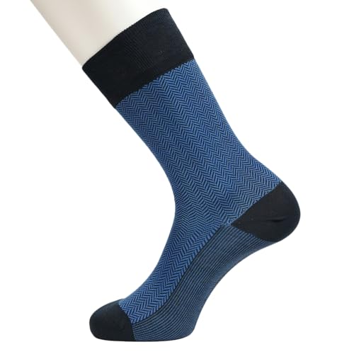 Image of Theater Black & Blue Men's Socks | Mercerised Cotton | Mid Calf Length | Anti-Bacterial | Luxury Office Wear | Soft, Breathable & Durable