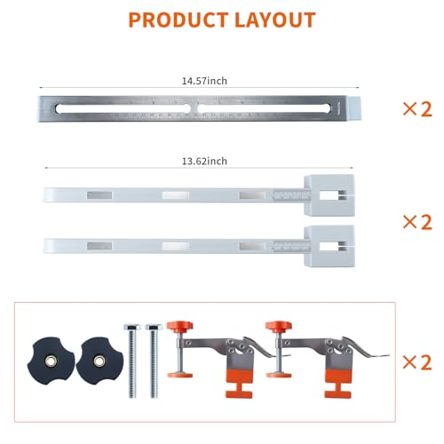 Image of RUITOOL Drawer Slide Jig with Toggle Clamp & Magnetic Arm - Precision Cabinet Drawer Jig Tool with Laser-Engraved Dual-Scale Mark for Mounting Drawer Slide, Fast & Accurate Installation for DIY & Pro