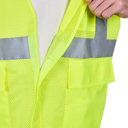 Image of Restaurantware Reflective Safety Vest 20 Count 29.213 x 30.315 Inches High Visibility Multi-Pocket Zipper Front Safety Vest