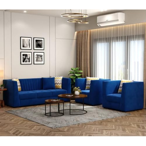 FURNY Windsora 5 Seater Premium 3+1+1 Fabric Sofa Set (Blue) For Rs. 23958 @ 78 % FURNY Windsora 5 Seater Premium 3+1+1 Fabric Sofa Set (Blue) For Rs. 23958 @ 78 %