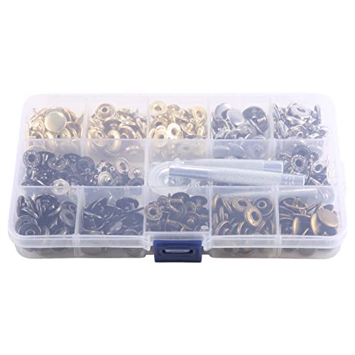Tuesoa Juego de 100 Sujetadores una PresióN de, Broches de PresióN de Botones de Metal de 12,5 Mm, Broches de de 4 Colores para Ropa, Bolsos