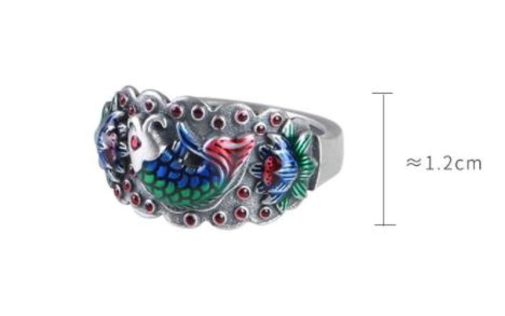 Anello Regolabile,Anelli In Argento Sterling Donna 925 Fiore Di Loto Carpa Koi Anelli Regolabili Vecchio Vintage Vecchio Stile Sterling Anelli Vestito Anello Di Fidanzamento Regali Per Uomo Donna An