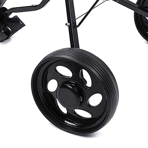 Golftrolley Golfduwwagen Golftrolleywagen Ijzer zwart Verstelbaar 2 wielen Golfcaddy Aluminium opvouwbare trolley met… - Afbeelding 6