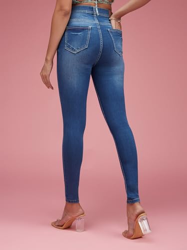 Image of Miss Chase Women's Skinny Fit High Rise Regular Length Denim Stretchable Jeans