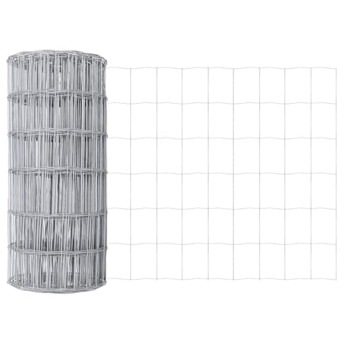 vidaXL Valla Euro 0.4 x 10m de Acero Galvanizado para Exteriores - Límite Duradero para Jardín y Agricultura, Diseño Moderno Industrial, Barrera de Terraza, Hierro Resistente al Clima y Rayos UV, Rec