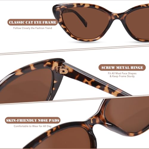 OPTOFENDY Cat Eye Sunglasses for Women, Vintage Retro Narrow Cateye Frame Trendy Sun Glasses, OP69133