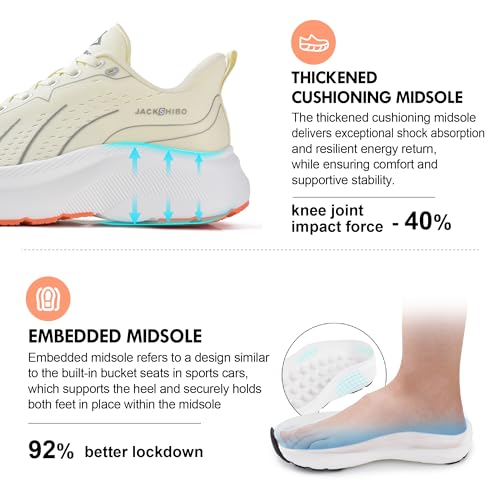 Image of JACKSHIBO Wide Toe Box Shoes Women Slip on Arch Support Sneakers | Running Athletic Walking Tennis Slip in Plantar Fasciitis Orthopedic Ortho Hands Free Shoes Zero Drop Cushion Thick Sole
