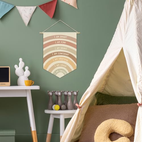 XYDEG Decoração de berçário, bandeira de lona de arte de parede infantil de afirmação positiva, band