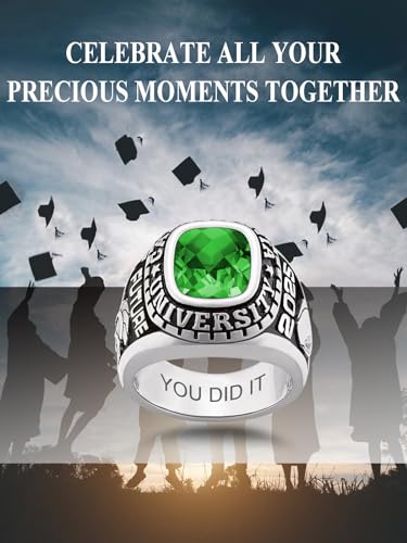 925 Sterling Silver High School College Masters Graduation Rings Personalized Senior Class Of 2024 Ring With Birthstones Graduation Gift(With Gift Box)4