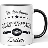 JUNIWORDS Tasse, Für den besten Insolvenzberater aller Zeiten, Schwarz (6086557)