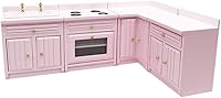 Vista 1 de Accesorios de decoración de casa de muñecas, casa de muñecas 1:12, muebles en miniatura, juego de gabinetes de cocina de madera combinados Rosa