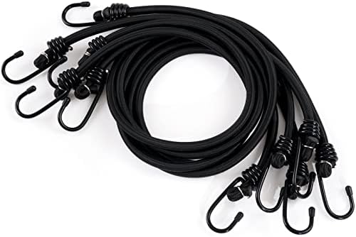 32" Bungee Cords with Hooks Heavy Duty Outdoor - 5 Pack, Black Bungee Straps, Paderson