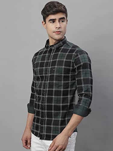 Image of Majestic Man Slim Fit Cotton Casual Check Shirt for Men