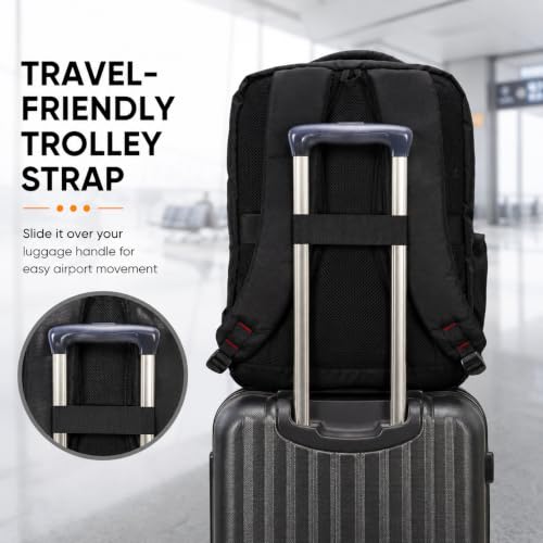 Image of CARAMBA CARRYMATE 26.5L Overnighter Laptop Backpack | Water Resistant Travel Bag with 15.6 inch Padded Laptop Sleeve, Trolley Strap & Dual Compartments for Office, Business, College Men & Women